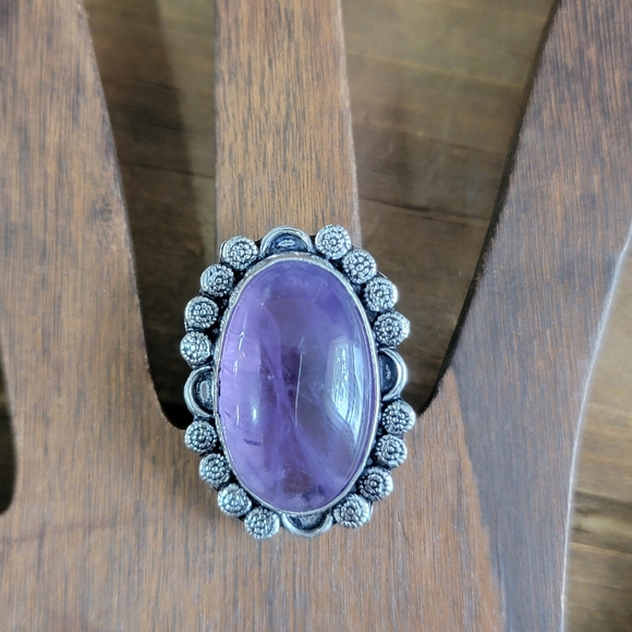 Native Amethyst Gemstone Ring Size 7 925 Silver Boho Womens Jewelry West… - Picture 6 of 6